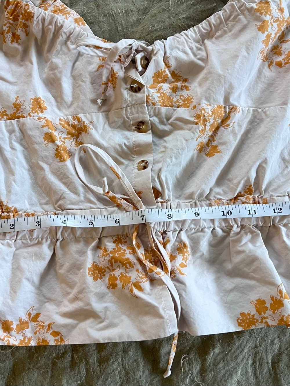 Ciao Lucia Floral Cottagecore Peplum Milkmaid Peasant Tank Top Size XS